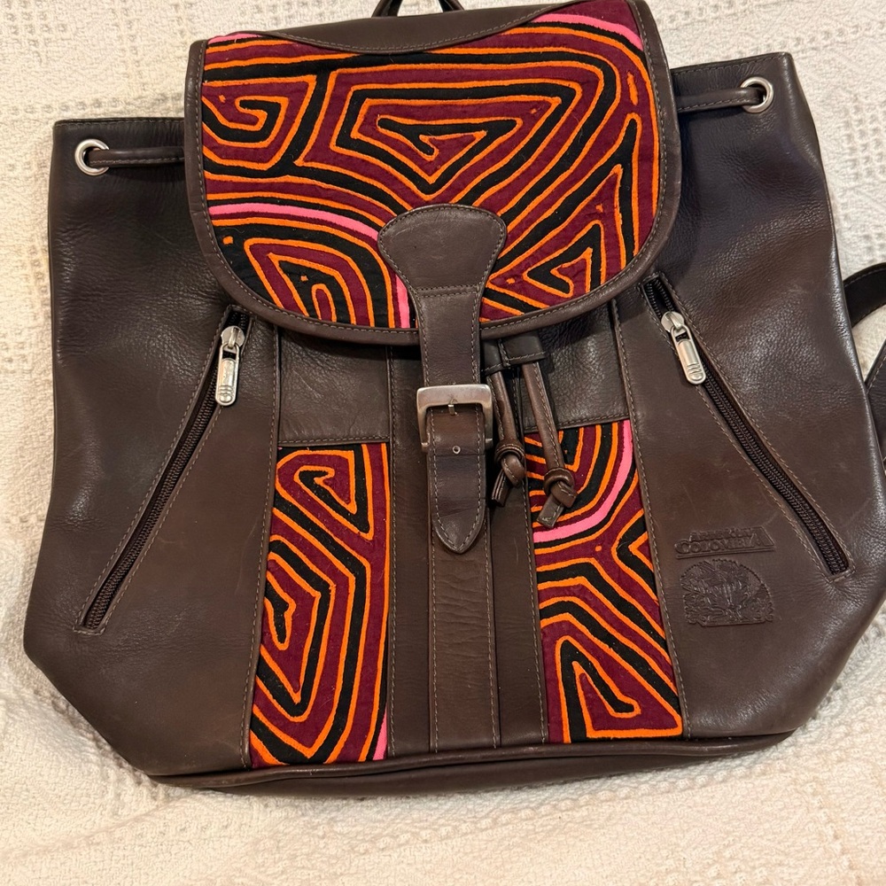 Columbia Brown Backpack with Orange and Pink Accents